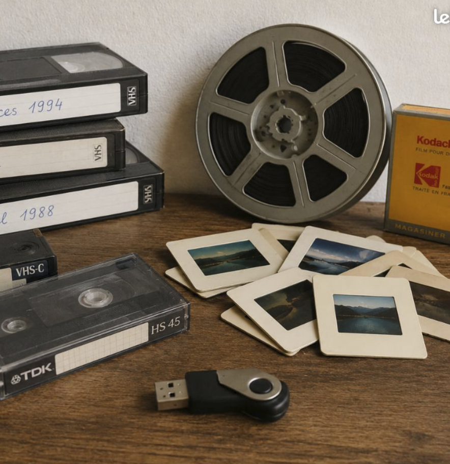Service de numérisation de cassettes VHS, films Super 8, diapositives et anciennes photos à Vertou près de Nantes.